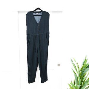 Ali Golden Size XS Pinstripe Tie Button Front Waist Jumpsuit